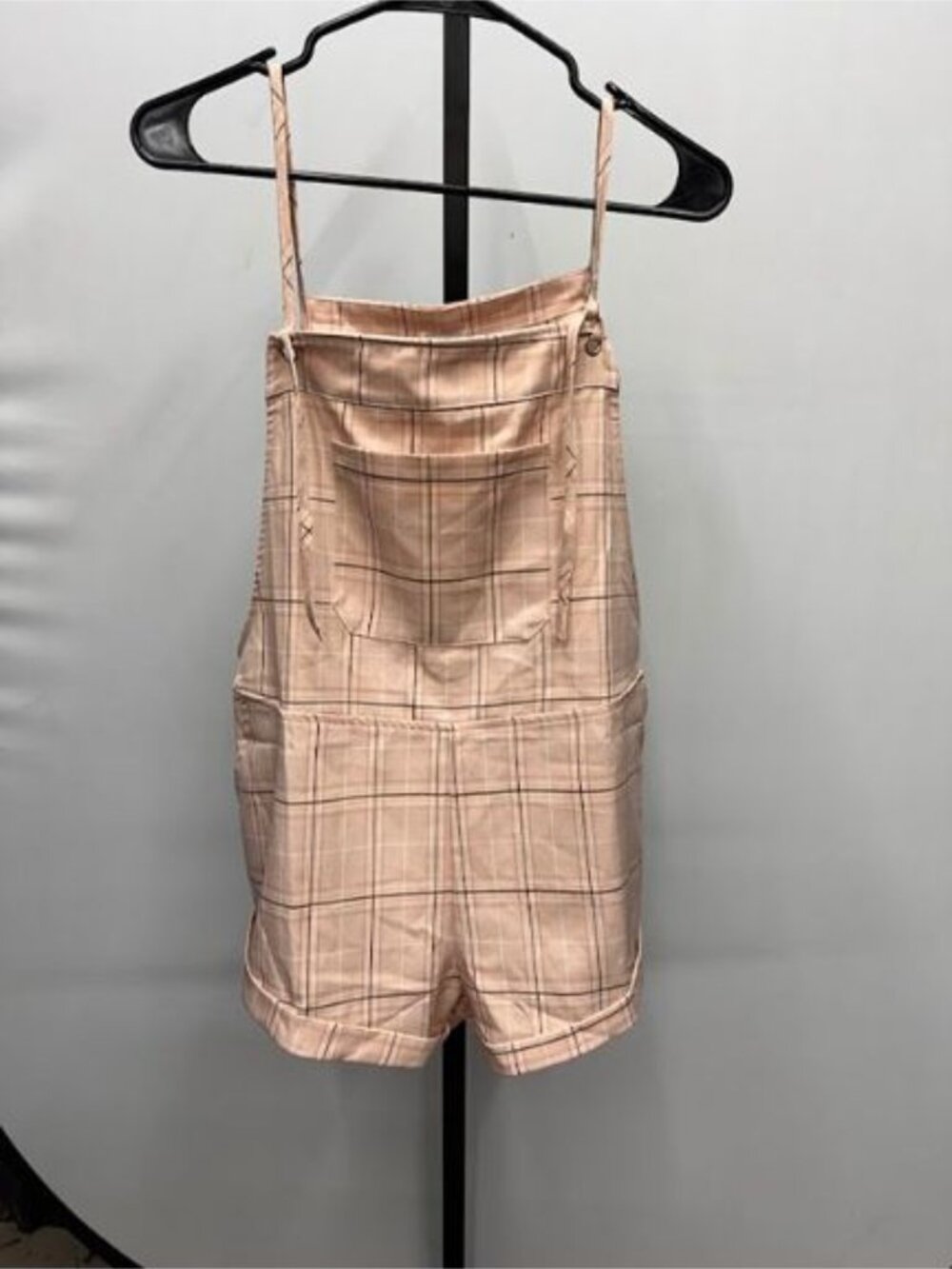 Princess Polly Pink Plaid Bib Shortalls Romper